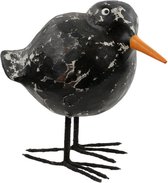 Bird wood ball black - 12x12x8 cm - zwart - India - Sarana -