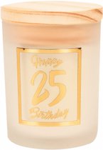 Verjaardag - Geurkaars - White/gold - Happy Birthday - 25 jaar - giftbox met panterprint - In cadeauverpakking