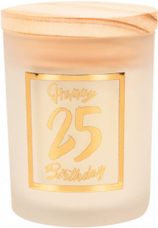 Anniversaire - Bougie parfumée - White/doré - Happy Birthday - 25 ans -  coffret cadeau