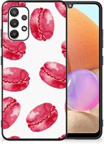 GSM Hoesje Geschikt voor Samsung Galaxy A32 4G | A32 5G Enterprise Editie Hoesje Bumper met Zwarte rand Pink Macarons