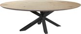 Ovalen tafel eikenhout - naturel - gedraaide spin-poot onderstel - extra dik