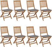 Decoways - Tuinstoelen 8 st inklapbaar met kussens massief acaciahout