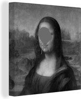 Canvas Schilderij Mona Lisa - Leonardo da Vinci - Zwart - Wit - 20x20 cm - Wanddecoratie