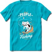 Cool People Do Fishing - Vissen T-Shirt | Oranje | Grappig Verjaardag Vis Hobby Cadeau Shirt | Dames - Heren - Unisex | Tshirt Hengelsport Kleding Kado - Blauw - 3XL