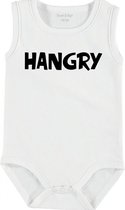 Baby Rompertje met tekst 'Hangry!' | mouwloos l | wit zwart | maat 50/56 | cadeau | Kraamcadeau | Kraamkado