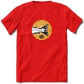 Fishing Tail - Vissen T-Shirt | Grappig Verjaardag Vis Hobby Cadeau Shirt | Dames - Heren - Unisex | Tshirt Hengelsport Kleding Kado - Rood - L