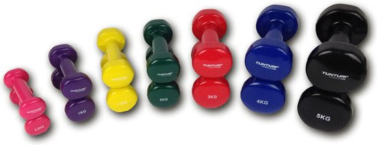 Tunturi Dumbbell set - 2 x 1,5 kg - Vinyl - Geel - Incl. gratis fitness app