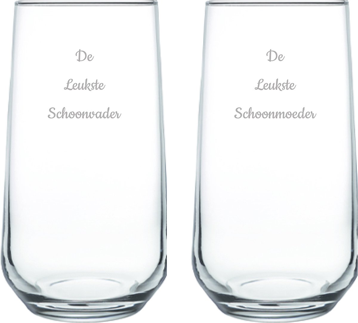 Gegraveerde Drinkglas 47cl De Leukste Schoonvader-De Leukste Schoonmoeder