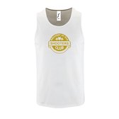 Witte Tanktop sportshirt met "Member of the Shooters club" Print Goud Size XL