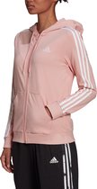 adidas - Essentials Single Jersey 3S Zip Hoodie - Damesvest-XS