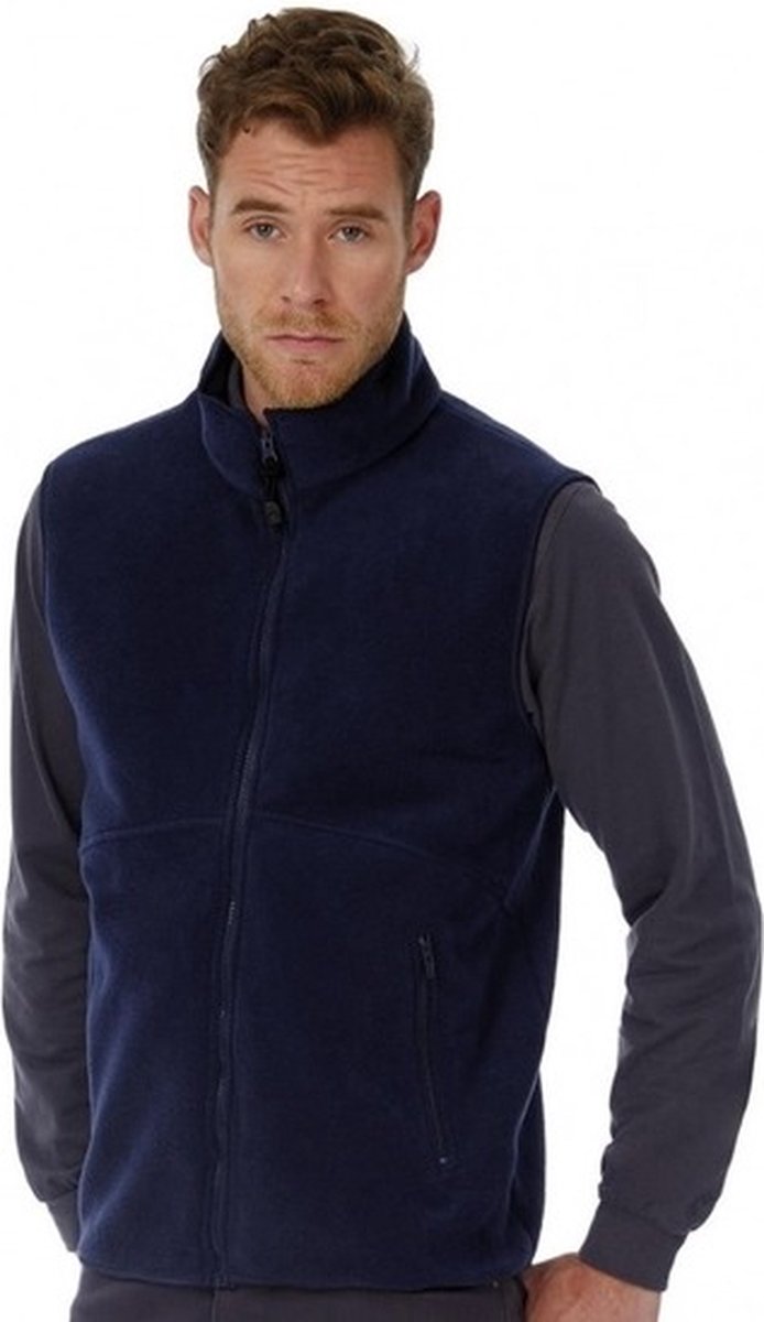 Fleece casual bodywarmer donkerblauw voor heren Outdoorkleding wandelen/zeilen Mouwloze vesten