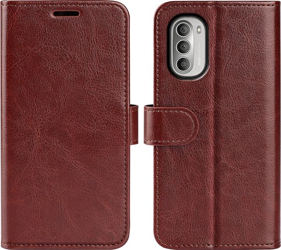 Motorola Moto G51 Case - MobyDefend Wallet Book Case (Fermeture Arrière) - Marron - Mobile Phone Case - Phone Case Ce produit est compatible avec: Motorola Moto G51
