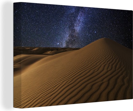 Canvas Schilderij Sterren boven de Sahara Woestijn - 30x20 cm - Wanddecoratie