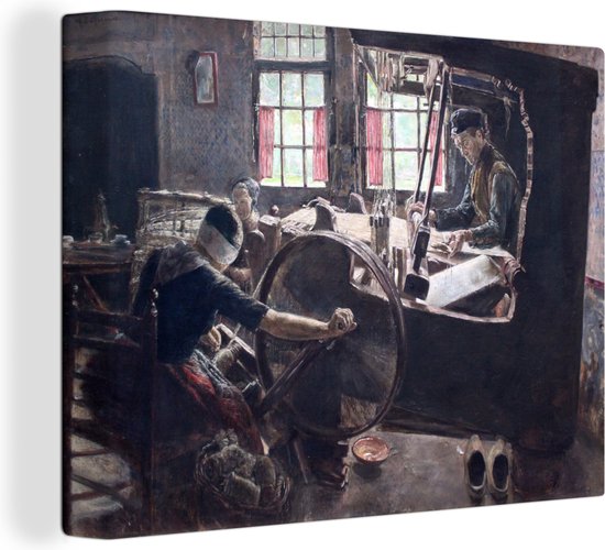 Canvas Schilderij Wever - schilderij van Max Liebermann - 40x30 cm - Wanddecoratie