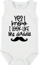 Baby Rompertje met tekst 'Yes i know, i look like daddy' | mouwloos l | wit zwart | maat 50/56 | cadeau | Kraamcadeau | Kraamkado