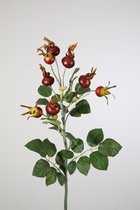 Kunsttak - rozenbottel - topkwaliteit decoratie - 2 stuks - zijden kunsttak- Donkerrood - 58 cm hoog