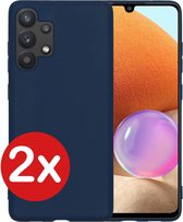 Samsung Galaxy A32 4G Hoesje Siliconen Case Cover - Samsung A32 Hoesje Cover Hoes Siliconen - Donkerblauw - 2 PACK