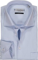 Ledub modern fit overhemd - mouwlengte 7 - lichtblauw twill - Strijkvrij - Boordmaat: 44