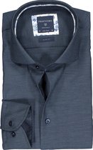 Profuomo Originale slim fit overhemd - dobby structuur - marine blauw (contrast) - Strijkvrij - Boordmaat: 39