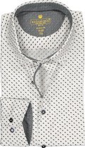Redmond modern fit overhemd - poplin - wit met zwart en grijs mini dessin (contrast) - Strijkvriendelijk - Boordmaat: 41/42