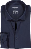 MARVELIS jersey body fit overhemd - donkerblauw tricot - Strijkvriendelijk - Boordmaat: 44