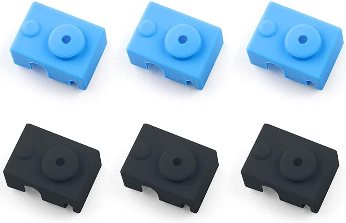 MMOBIEL 6x Silicone Sokken 3D Printer Nozzle MK7/MK8/MK9 voor E3D V6 PT100- Zwart en Blauw