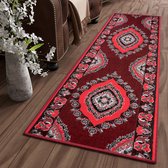 Tapiso Bali PP Tapijtloper Rood Klassiek Gebloemd Gang Woonkamer Vloerkleed Maat- 70x1050