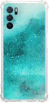 Telefoon Hoesje OPPO A54s | A16 | A16s Case Anti-shock met transparante rand Painting Blue