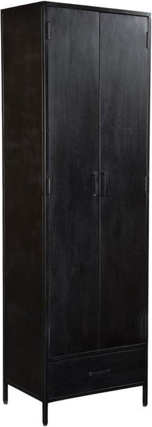Black Omerta - Opbergkast - mango - zwart - 2 deuren - 1 lade - stalen frame - zwart gecoat