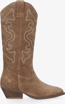 Tango | Nina oblique 7-b high taupe suede western boot - natural heel/sole | Maat: 38