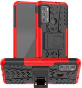 Rugged Kickstand Back Cover - Motorola Moto G60 Hoesje - Rood