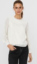 Vero Moda VMDINNIE L/S TOP WVN Dames Top CLOUD DANCER  - Maat  S