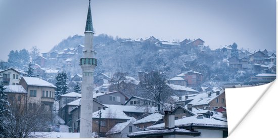Poster Winterse skyline van Sarajevo in Bosnië en Herzegovina