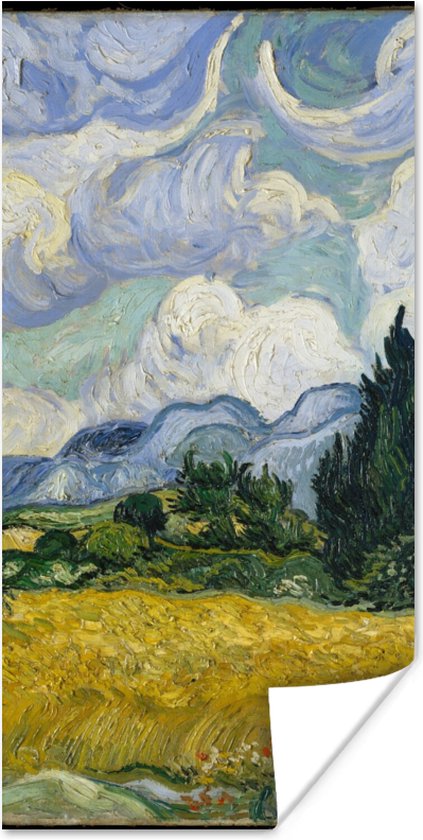 Poster Korenveld met cipressen - Vincent van Gogh - 20x40 cm