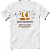 14 Jaar Legend T-Shirt | Goud - Zilver | Grappig Verjaardag Cadeau | Dames - Heren | - Wit - 3XL