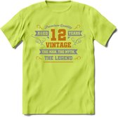 12 Jaar Legend T-Shirt | Goud - Zilver | Grappig Verjaardag Cadeau | Dames - Heren | - Groen - L