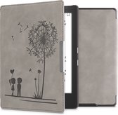 kwmobile e reader hoes geschikt voor Kobo Aura H2O Edition 1 - Case van kunstleerleer - Paardenbloemen Liefde design - In grijs