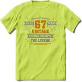67 Jaar Legend T-Shirt | Goud - Zilver | Grappig Verjaardag Cadeau | Dames - Heren | - Groen - 3XL