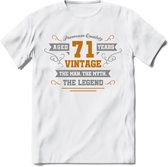 71 Jaar Legend T-Shirt | Goud - Zilver | Grappig Verjaardag Cadeau | Dames - Heren | - Wit - S