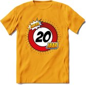 20 Jaar Hoera Verkeersbord T-Shirt | Grappig Verjaardag Cadeau | Dames - Heren | - Geel - XL