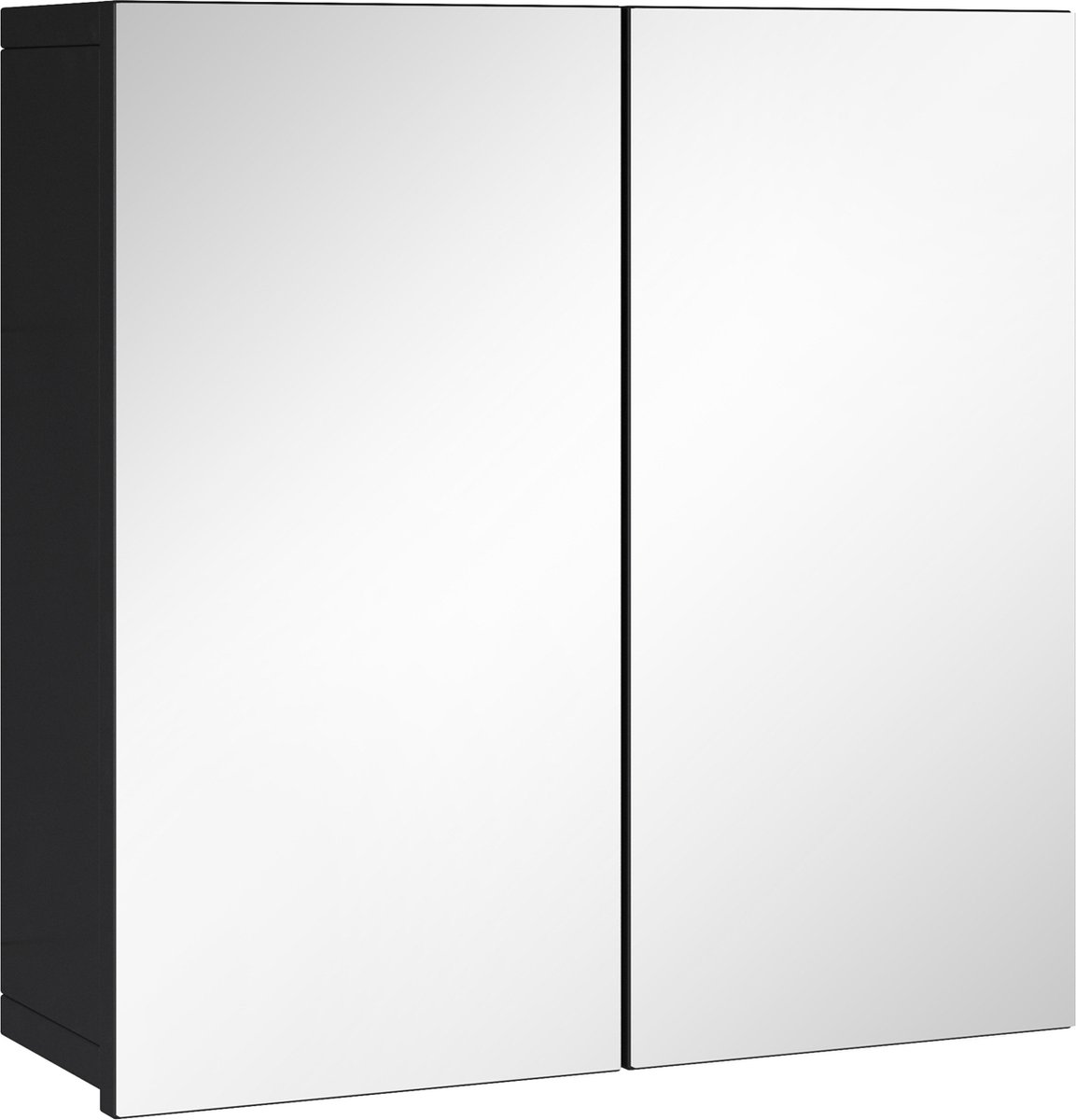 Badplaats Badkamerkast Leon 60 cm x 20 cm x 60 cm - Zwart - Spiegelkast Badkamer