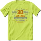 30 Jaar Legend T-Shirt | Goud - Zilver | Grappig Verjaardag Cadeau | Dames - Heren | - Groen - XXL