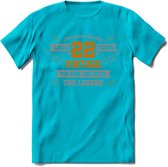22 Jaar Legend T-Shirt | Goud - Zilver | Grappig Verjaardag Cadeau | Dames - Heren | - Blauw - 3XL