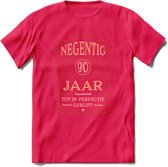 90 Jaar Legendarisch Gerijpt T-Shirt | Roest - Ivoor | Grappig Verjaardag Cadeau | Dames - Heren | - Roze - XXL