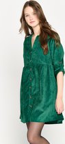 LOLALIZA Corduroy jurk met driekwartsmouw - Groen - Maat 44
