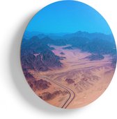 Artaza Houten Muurcirkel - Bergen in de Woestijn in Egypte - Ø 60 cm - Multiplex Wandcirkel - Rond Schilderij