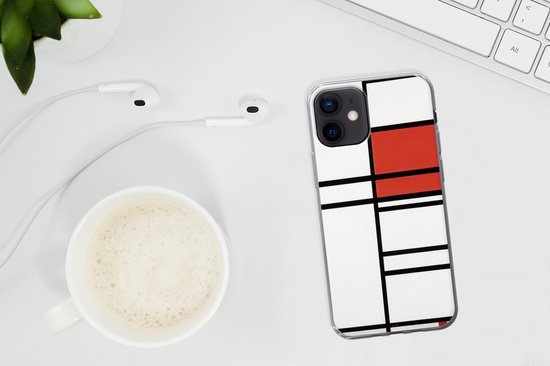 Coque iPhone 12 - Composition avec rouge et blanc - Piet Mondrian - Siliconen Phone Case