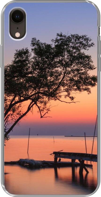 Coque IPhone Avec Motif Palmier Coucher De Soleil - Noir - Silicone/Gel - Neuf