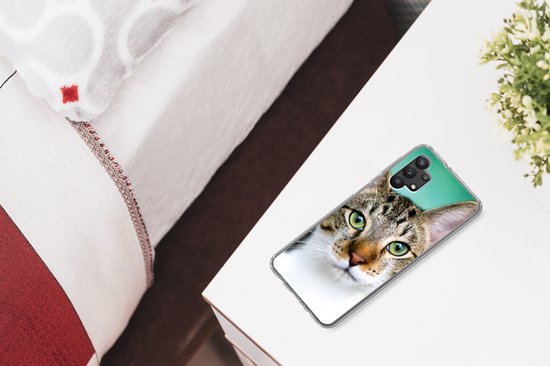 Telefoonhoesje Geschikt voor Samsung Galaxy A32 5G hoesje - Kat - Potret - Ogen - Siliconen Telefoonhoesje Telefoonhoesje