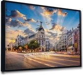 Akoestische panelen - Geluidsisolatie - Akoestische wandpanelen - Akoestisch schilderij AcousticPro® - paneel in Madrid calle de Alcala - design 186 - Premium - 230x160 - zwart- Wa